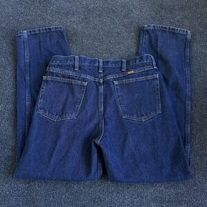 Rustler Jeans Mens 35x32 Dark Wash Blue Denim Regular Fit Straight Leg Baggy